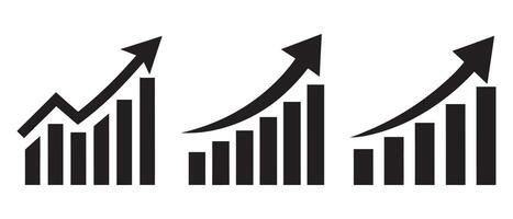 Different Growth Charts Depicting Positive Trends icons, Growing graph icon set. illustration. Business chart with arrow. Growths chart collection vector