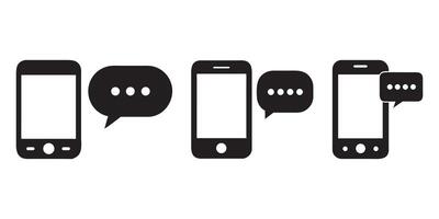 Mobile Phone with Typing Message Bubble Icons, Set of smartphone with message icons. Mobile phone, speech bubble, phone text message. SMS notification symbol, mobile. vector