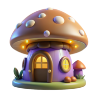 sumptuous vintage A whimsical mushroom house with glowing windows, night time lighting, fairytale style precision png