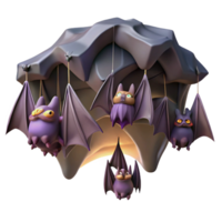 mesmerizing exemplary A colony of bats hanging upside down in a cave, dark background with dramatic lighting, in a spooky style png