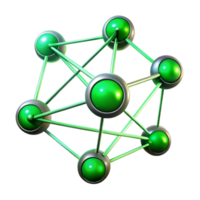 exceptional futuristic A network of interconnected lines and circles, glowing with a vibrant green light, sharp focus with a metallic texture, Cyberpunk style expertly shot png