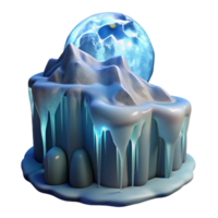 dazzling harmonious tropical A frozen waterfall illuminated by the soft light of a full moon. Photorealistic, icy textures flawless png