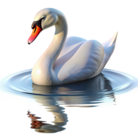 immaculate passionate modern A graceful swan swimming on a calm lake, reflective surface and serene atmosphere, in an impressionistic style impeccable png