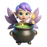 gorgeous peaceful baroque A mischievous pixie with iridescent wings hovering over a bubbling cauldron, lit by flickering candlelight, in a whimsical cartoon style expertly shot png