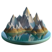 dreamy magnificent A majestic mountain range reflected in a still lake. Mirrored reflection, serene atmosphere flawless png