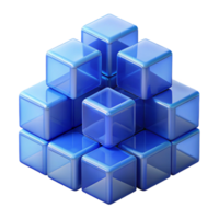 alluring sought after A field of translucent cubes in varying sizes and shades of blue, overlapping and interacting, soft diffused lighting, Minimalist style png