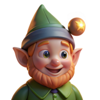 enchanting mysterious tropical Portrait of a whimsical gnome with a pointed hat and mischievous grin, illuminated by the flickering light of a firefly professional png