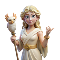 alluring inspired A wise Athena, goddess of wisdom, holding an owl, soft, diffused lighting. Classical style png