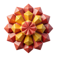 elegant modern A field of geometric shapes in shades of red and yellow, arranged in a radiating pattern, flat lighting with sharp shadows, Op Art style authentic png
