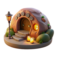 mesmerizing memorable A subterranean dwelling, carved into the earth, warm and cozy lighting, hobbit hole style, digital art, png