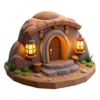 alluring artistic A subterranean dwelling, carved into the earth, warm and cozy lighting, hobbit hole style, digital art, ultra HD png
