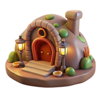 intense picturesque A subterranean dwelling, carved into the earth, warm and cozy lighting, hobbit hole style, digital art, expertly shot png