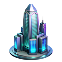 exquisite abstract A futuristic skyscraper, holographic advertisements, cyberpunk style, digital art, exclusive png