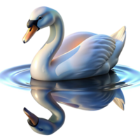 spectacular avant garde A graceful swan swimming on a calm lake, reflective surface and serene atmosphere, in an impressionistic style luxury png