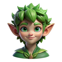 sumptuous classic Portrait of a mischievous forest sprite with emerald green eyes, dappled sunlight filtering through leaves, Art Nouveau style premium png