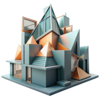 enchanting elegant Deconstructivist building, fragmented forms, sharp angles, dynamic lighting, abstract, architectural style precision png