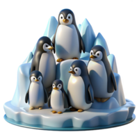playful dazzling A group of penguins huddled together on an icy landscape, cold lighting and stark environment, in a documentary style luxury png