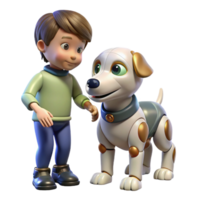 whimsical majestic A robotic dog interacting with a child, warm, domestic setting, realistic style flawless png
