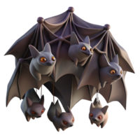 serene acclaimed A colony of bats hanging upside down in a cave, dark background with dramatic lighting, in a spooky style png