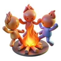 hypnotic mysterious avant garde A group of playful sprites dancing around a bonfire, warm firelight, impressionistic style sharp png
