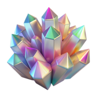 captivating whimsical retro A cluster of crystalline structures, refracting a rainbow of colors under a bright, white light. Geometric abstraction style luxury png