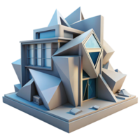 acclaimed bohemian Deconstructivist building, fragmented forms, sharp angles, dynamic lighting, abstract, architectural style luxury png