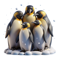 magnificent minimalist A group of emperor penguins huddling together in a blizzard, harsh lighting, photorealistic style sharp png