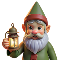 beautiful playful elegant Portrait of a grumpy gnome with a long beard, pointed hat, and holding a small lantern. Warm, firelight. Fantasy art style refined png