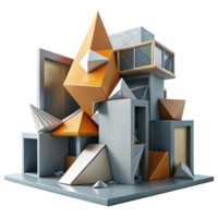 fascinating nordic Deconstructivist architecture, fragmented forms, sharp angles, contrasting materials, dramatic lighting, handcrafted png