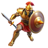 harmonious fascinating A fierce Ares, god of war, wielding a sword and shield, dramatic lighting, battle scene. Baroque style 4K png