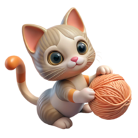 hypnotic inspired A playful kitten batting at a ball of yarn, whimsical style, soft, warm lighting, fluffy fur png