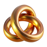 romantic beautiful Interlocking metallic rings of copper and gold, reflecting a warm, golden light. Art Nouveau style high quality png