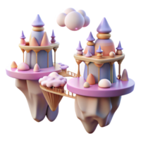 spectacular harmonious gothic Floating islands connected by bridges, pastel colors, dreamlike atmosphere, art nouveau style, digital illustration, detailed png