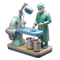 captivating celebrated A robotic surgeon performing a delicate operation, sterile operating room lighting, hyperrealistic style png
