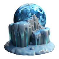 gorgeous timeless A frozen waterfall illuminated by the soft light of a full moon. Photorealistic, icy textures png
