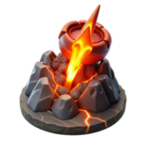timeless gothic A powerful cyclops forging a lightning bolt in a volcanic cavern, intense red and orange light, hyperrealistic style perfect clarity png