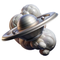 enchanting intense nordic A sleek, silver spaceship orbiting a gas giant, swirling clouds and atmospheric effects, realistic and detailed, space art style elite png