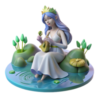 vibrant sought after A playful Rusalka luring travelers to their doom with her enchanting song, sitting by a river, ethereal and alluring, png