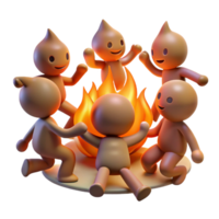 memorable industrial A group of playful sprites dancing around a bonfire, warm firelight, impressionistic style luxury png