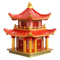 playful magnificent A traditional Chinese pagoda, surrounded by lush gardens, vibrant red and gold details, detailed architecture, 4K png