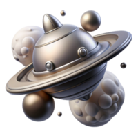 radiant dreamy tropical A sleek, silver spaceship orbiting a gas giant, swirling clouds and atmospheric effects, realistic and detailed, space art style professional png