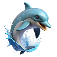 radiant passionate bohemian A playful dolphin leaping out of the ocean, dynamic action shot with splashing water, in a realistic style ultra HD png