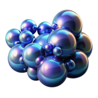 picturesque geometric A field of iridescent bubbles, floating in a dark, abstract space, illuminated by a soft, blue light. Surrealist style precision png