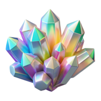 mysterious elegant A cluster of crystalline structures, refracting a rainbow of colors under a bright, white light. Geometric abstraction style fine detail png