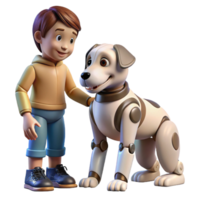 vibrant harmonious tropical A robotic dog interacting with a child, warm, domestic setting, realistic style masterfully captured png