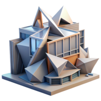 vibrant rare Deconstructivist building, fragmented forms, sharp angles, dynamic lighting, abstract, architectural style png