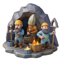magnificent intense nordic A group of dwarves mining for gems, dimly lit cave, realistic style genuine png