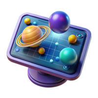 captivating distinctive A holographic display showing a map of the solar system, interactive elements, futuristic style png
