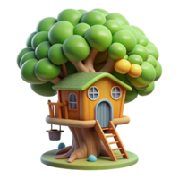 captivating inspired A whimsical treehouse nestled in the branches of a giant tree, dappled sunlight, children s book illustration style png