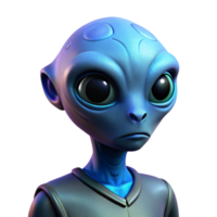 sumptuous remarkable Portrait of a curious alien with large black eyes and unusual features, ethereal blue lighting, science fiction style png